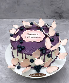 Праздничный торт «Бабочки на шоколаде»