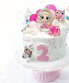 Детский торт «Маленькая принцесса и бабочки»