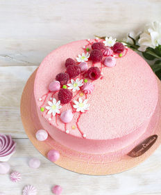 Праздничный торт «Малина на розовом велюре»