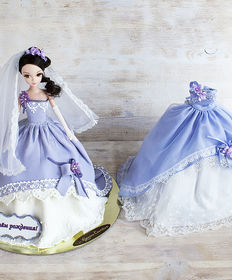 Детский торт «Невеста в сиреневом плюс платье»