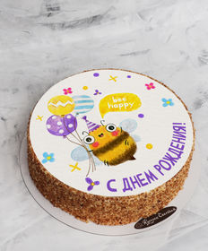 Торт за час «Пчелка на день рождения фототорт с боками из бисквитной крошки»