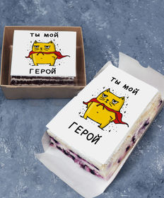 Торт-открытка «Ты мой герой котик, торт-открытка»